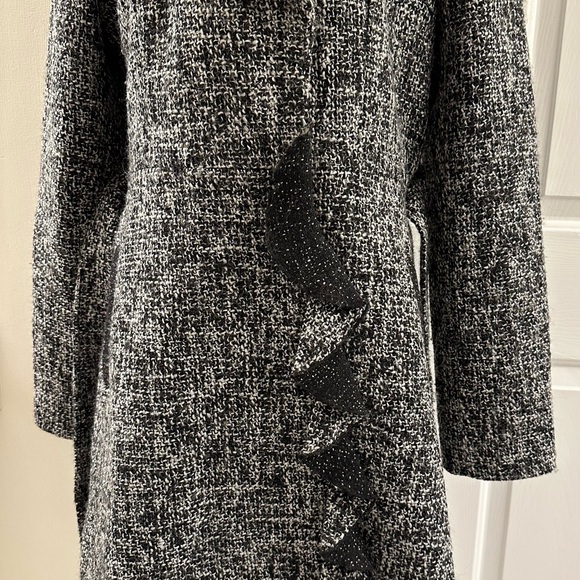 Tahari Wool blend Trench Coat Ruffle Size 10 - Picture 12 of 16